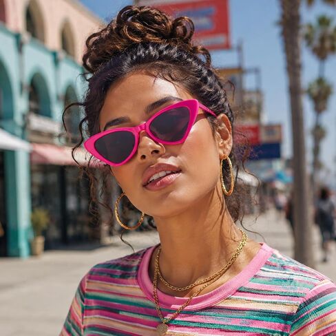 Fumwase 8PCS Cat Eye Sunglasses for Women Vintage Colorful 90s Trendy Sun Glasses for Halloween Cossplay Party in Kuwait