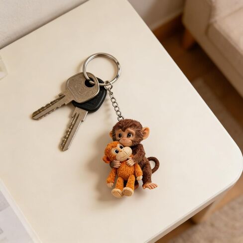 Protect Punch The Monkey Keychain, Cute Punch Monkey Keychain, 3D Hugging Monkey Charm for Backpack Purse Car Keys, Monkey Key Ring Gift for Kids Women Friends in Saudi Arabia