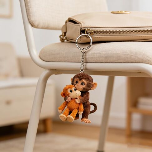 Protect Punch The Monkey Keychain, Cute Punch Monkey Keychain, 3D Hugging Monkey Charm for Backpack Purse Car Keys, Monkey Key Ring Gift for Kids Women Friends in Saudi Arabia