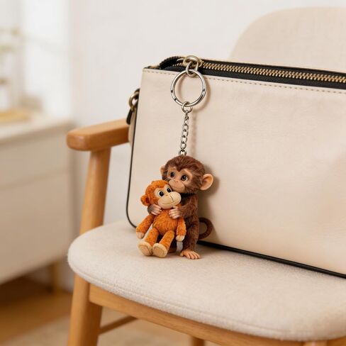 Protect Punch The Monkey Keychain, Cute Punch Monkey Keychain, 3D Hugging Monkey Charm for Backpack Purse Car Keys, Monkey Key Ring Gift for Kids Women Friends in Saudi Arabia