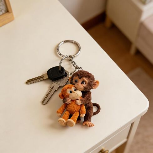 Protect Punch The Monkey Keychain, Cute Punch Monkey Keychain, 3D Hugging Monkey Charm for Backpack Purse Car Keys, Monkey Key Ring Gift for Kids Women Friends in Saudi Arabia