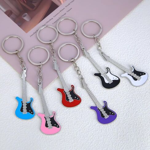 6PCS Electric Guitar Keychain | Stylish Mini Guitar Key Ring, For Music Lovers, For Keys, Bags, and Gifts in Kuwait