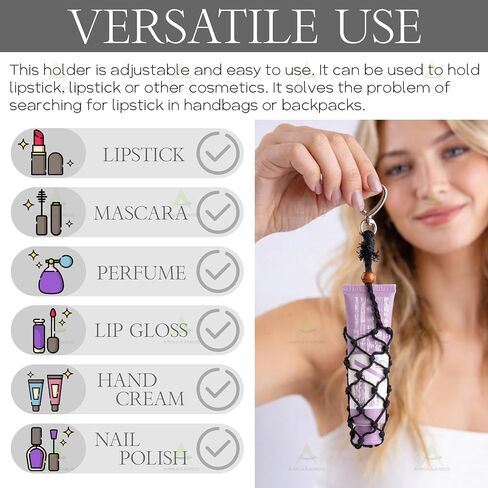 2 Pack Weaving Lipstick Holder Keychains Lip Gloss Case Holder for Purse Bag Keychains Accessories in Saudi Arabia