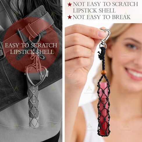 2 Pack Weaving Lipstick Holder Keychains Lip Gloss Case Holder for Purse Bag Keychains Accessories in Saudi Arabia