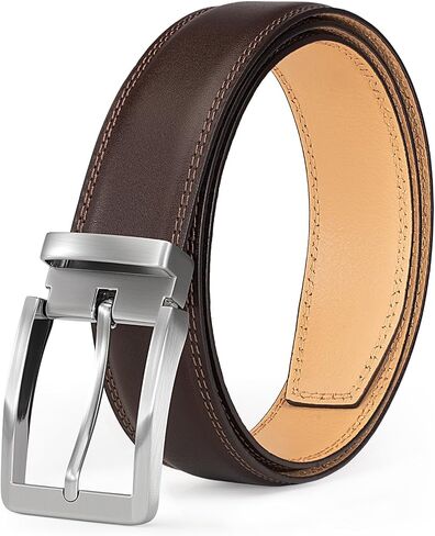 Mens Dress Belt–Full-Grain Leather Single Prong Buckle Classic for Work Business & Casual in Saudi Arabia