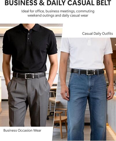 Mens Dress Belt–Full-Grain Leather Single Prong Buckle Classic for Work Business & Casual in Saudi Arabia