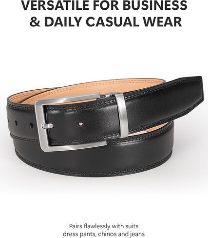 Mens Dress Belt–Full-Grain Leather Single Prong Buckle Classic for Work Business & Casual in Saudi Arabia