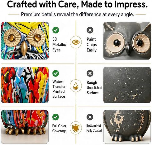 Owl Decor Colorful Graffiti Owl Figurine Resin Modern Art Sculpture, Collectible Owl Statue Home Decor for Living Room Bookshelf Office Desktop, Unique Gift for Owl Lovers in Kuwait