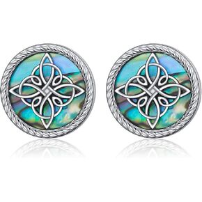 Witches Knot Earrings for Women 925 Sterling Silver Celtic Knot Stud Earrings Abalone Shell Irish Jewelry Gifts for Women in Saudi Arabia