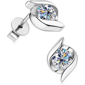 14K Gold Geometric Diamond Stud Earrings, 0.5ct Round Cut D-color VVS1, Ideal for Valentines Day Gifts for Her in Saudi Arabia