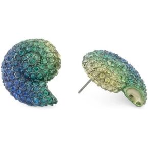 Betsey Johnson Conch Shell Stud Earrings, Blue Ombre Crystal Glass, Gold-Tone Metal, 1.1 x 1 Inch in Saudi Arabia