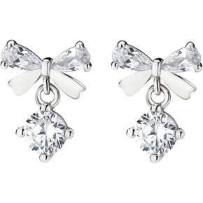 925 Sterling Silver Bow Drop Dangle Earrings,Bowknot Stud Earrings Ribbon Bow Studs for Women in Saudi Arabia
