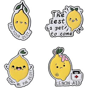 4 PCS Lemon Brooch Set for Women– Fresh Summer Fruit-inspired Pins Shirt Collar Accessories Versatile Clothing Ornaments Top Choice Gifts for Birthdays Dances and Parties in Saudi Arabia