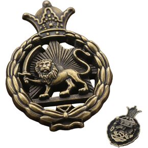 Antique Bronze Bronze Lion Crown Emblem Brooch - Retro Badge Lapel Pin, Vintage Majestic Lion Wreath Suit Pin, Formal Business Military Style Jewelry Accessory for Men Women in Kuwait