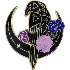 Enamel Pin,Celestial Raven & Moon Lapel Pin,DIY Decor Collection,Mystical Brooch,Gift For Fantasy Enthusiasts,Teens,Friends,Family,Pin on Shirt,Denim Jacket,Canvas Bag,Backpack,Wallet in Saudi Arabia