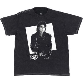 تي شيرت رجالي بأكمام قصيرة من Ripple Junction مايكل جاكسون ألبوم Bad King of Pop Vintage Mineral Wash مرخص رسميًا in Kuwait
