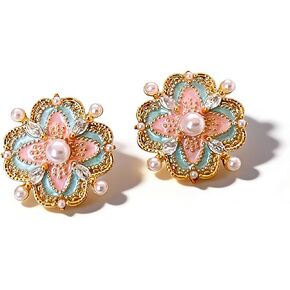 Flower Earrings For Women Fun Pearl Stud Vintage Earrings Womens Stud Earrings Whimsical Jewelry Daily Wear in Saudi Arabia