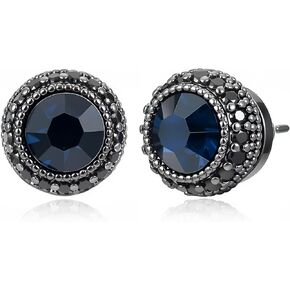 RITIM Navy Blue Dance Competition Earrings for Women Hypoallergenic Rhinestone Stud Earrings with Cubic Zirconia Halo Design Nickel Free & Sensitive Ear Safe Crystal Jewelry for Stage, Wedding & Opera Performance in Saudi Arabia