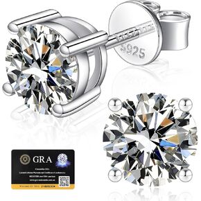 Moissanite Stud Earrings for Women Men, White Gold Plated 925 Sterling Silver D Color Lab Created Diamond Moissanite Earrings in Saudi Arabia