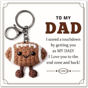 Fathers Day Dad Gifts from Daughter Son, Dad Birthday Gifts, Positive Handmade Crochet Football Keychain, I Love You Gift for Father Daddy Papa, Best Dads Ever GIft Ideas in Saudi Arabia