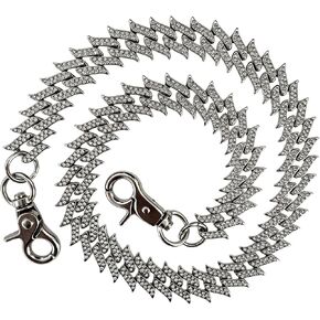 Spiked Cuban Wallet Chains Pant Chain, 24" Hip Hop Jean Chain, 60cm Alloy Rapper Keychain for Men Women Silver in Saudi Arabia