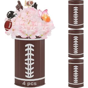 2Pcs Football Table Centerpiece Vase–Galvanized Metal Football Vases Decor, Rugby Ball Vase for Pen Holder Utensil Holder for Football Day,Rugby Party Table Decorations,Thanksgiving Home Gifts in Kuwait
