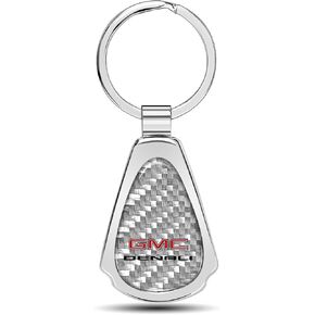 iPick Image for GMC Denali Real Silver Dome Carbon Fiber Chrome Metal Teardrop Key Chain - Official Licensed in Saudi Arabia
