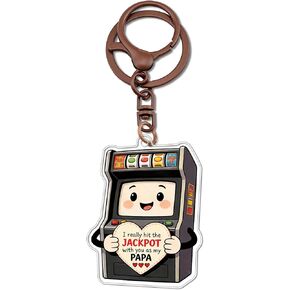 Funny Fathers Day Gift Papa Gifts for Fathers Day Papa Gifts from Grandkids Papas Gift from Granddaughter Grandson Jackpot Slot Machine Keychain Cool First Time Grandpas Baby Announcement in Saudi Arabia