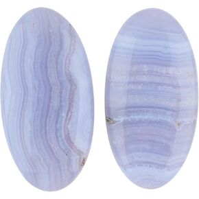 2pcs Blue Lace Agate Cabochons Gemstone Crystals, Wholesale Bulk Lot, Wire Wrapping, Natural Stones, Jewelry Making Supplies, DIY, Décor, Gem Collection 40mm+, Oval in Saudi Arabia