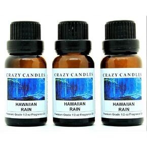 Crazy Candles Hawaiian Rain 3 Bottles 1/2 Fl Oz Each (15ml) Premium Grade Scented Fragrance Oil (Frangipani, White Ginger,Plumeria and Water Aroma) in Saudi Arabia