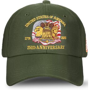 250 Anniversary USA Hat - 250 Year American Anniversary Hat Eagle Liberty Bell Statue of Liberty Patriotic Embroidered Hats in Saudi Arabia