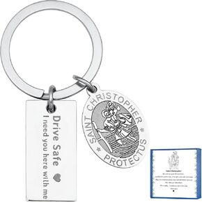 LIUANAN St Christopher Medal Keychain for Car Drive Safe Keychains for Men New Driver Gifts for Him Catholic Jewelry for Men in Saudi Arabia