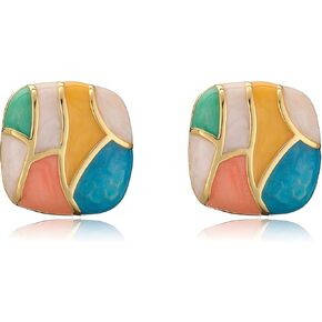 Colorful Enamel Earrings Pattern Stud Earrings Oil Painting Style Earring in Saudi Arabia