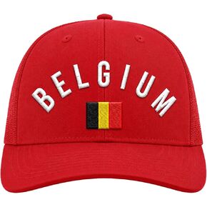 Belgium Hat, Embroidered Belgium Flag Curved Trucker Cap, Snapback Closure, Soccer Football in Saudi Arabia
