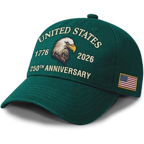 Hyturtle 250th Anniversary USA Hat, 1776-2026 American Flag Cotton Hat Gift | USA Bald Eagle Patriotic Cap Gifts for Men, Women, 250 Years Anniversary, Adjustable Fit, Embroidery Comfortable Cap in Saudi Arabia