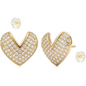 Stud Earrings for Women Gold Cubic Zirconia 14K Gold Plated Small Simple Hypoallergenic Everyday Lightweight Jewelry in Saudi Arabia