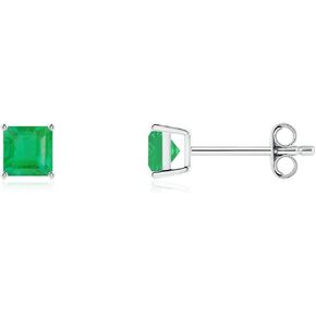ANGARA - Women's Stud Earrings in 14K Solid Gold | Basket Set Square Gemstone Studs | Birthday, Anniversary Jewelry in Kuwait