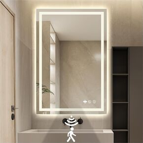 24" x 36" LED Bathroom Mirror with Lights, Motion Sensor Lighted Mirror, Frontlit & Backlit 3-Color Temperature Stepless Dimming, Anti-Fog, Lighted Bathroom Mirrors Wall Mounted, CRI 93+ in Saudi Arabia