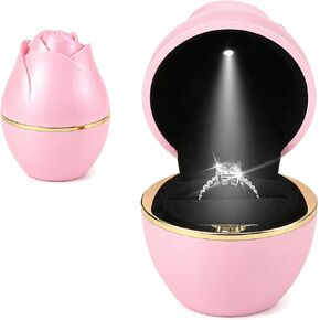 Rose LED Ring Box with Auto Light, Pink Ring Case for Proposal | Romantic Ring Reveals, For Engagement, Anniversary or Wedding Gift Moments, Automatic LED Light, Ring Sparkle to Display in Saudi Arabia