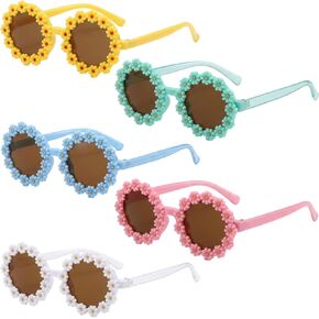 5 Set of Flower Sunglasses, Colorful Round Flower Shaped Sunglasses UV 400 Protection Outdoor Beach Eyewear in Saudi Arabia
