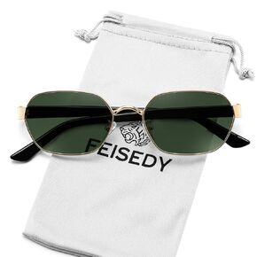 FEISEDY Women and Men UV400 Protection Sunglasses, Polygon Square Metal Frame Retro Stylish Shades B0452 in Saudi Arabia