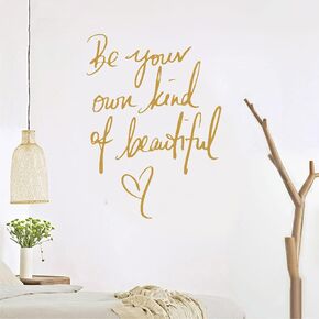SENGTER Be Your Own Kind of Beautiful Wall Decal Removable English Saying Words Wall Sticker for Bedroom Living Room Kid's Room Home Decor, Gold in Saudi Arabia