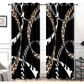 Leopard Curtains Cheetah Zebra Fur Wild Animal Print Safari Theme Blackout Curtains, Cow Abstract Western Rustic Farmhouse Black White Brown Window Drapes for Living Room Bedroom Kitchen Cafe 42x84in in Saudi Arabia