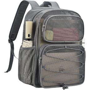 Bagenius Mesh Backpack Heavy Duty See Through Mesh Bag with Paded Strap Large Capacity for Sports Hiking Travel Outdoor Beach, Black in Saudi Arabia
