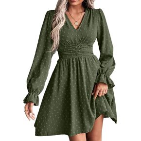 Holiday Dresses for Women Womens Fall Maxi Dresses with Sleeves V Neck Bodycon Stretchy Long Sleeve Elastic Dress in Saudi Arabia