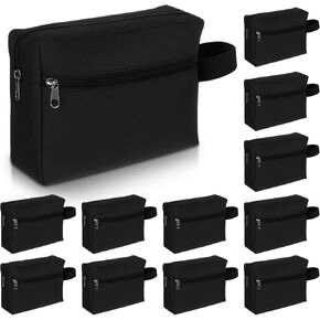 12 Pcs 8.6 x 6.3 x 2.7 inch Black Travel Toiletry Bags Bulk for Women Men Large Water Resistant Shaving Bags Hanging Cosmetic Bag with Handle and Divider Storage Travel Pouch Case in Saudi Arabia