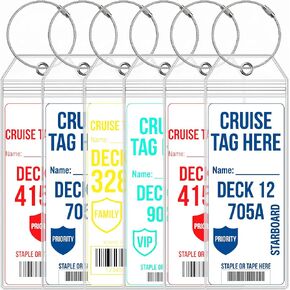 Cruise Luggage Tag Holder for Royal Caribbean & Celebrity Ships, 6 Pack Waterproof Tag Holders & Durable Stainless Steel Keychain Loops, 2026-2027 Cruise Must Haves Travel Essentials in Saudi Arabia