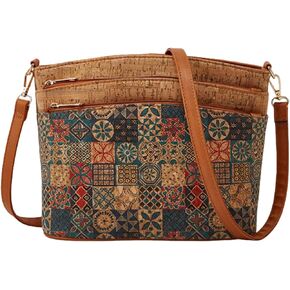 CORIOS Women's Bohemian Style Shoulder Crossbody Bag Cork Fabric Satchel Messenger Bag Top-Handle Bag with Ethnic Pattern in Saudi Arabia