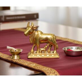 eSplanade Brass Kamdhenu Cow and Calf Sculpture - 6.5 cms | Kamadhenu Auspicious Idol | Good Fortune Statue in Saudi Arabia