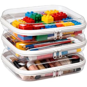 3 Pack Plastic Clear Hard Shell Zipper Case, Waterproof Clear Zipper Pouches Hard Shell, Large Size Zipper Pouches for Travel, Makeup Bag Organizer in Kuwait